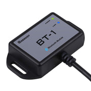 Renogy BT-1 front view showing compact Bluetooth module and benefits of wireless monitoring