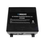 Renogy transfer switch front panel showing connectors and mounting, ensures safe dual-source control