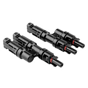 Renogy Y branch connector front view showing pair and easy installation benefit