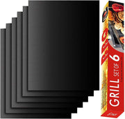 Renook front packaging showing six black grill mats and included size, protects grill