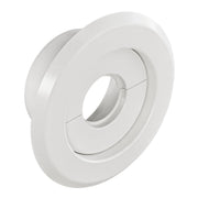 RepelFire front escutcheon plate showing clean white finish and polished edge benefit