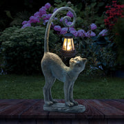 REYISO front view of cat statue showing vintage bronze look and lantern benefit