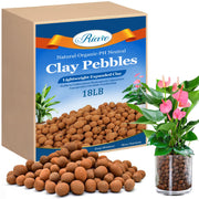 Riare front packaging 18lb LECA showing resealable bag and weight for easy storage