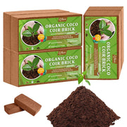 Riare front packaging showing six compressed coco coir bricks, easy storage benefit