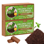 Riare front packaging showing two coco coir bricks and compact storage benefit