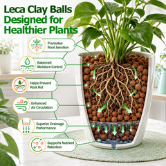 Riare pebbles in a hydroponic net pot demonstrating improved root aeration