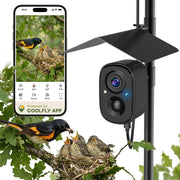RichBird front view with pole showing setup benefit of easy mounting