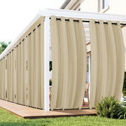 RichSets front view of boxed patio curtains showing complete set and curb appeal