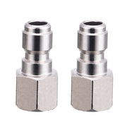 RIDGE WASHER front view of dual couplers showing durable stainless bodies and compact design