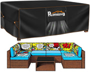 Rimwig front view of cover on rectangular dining set protects from rain