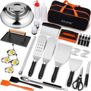 RINPIR front view of full 42-piece griddle kit showing contents for easy setup