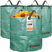 RISETEX front view of three 106 gallon bags shows space savings benefit