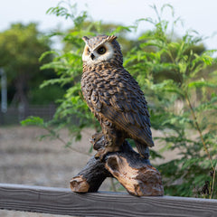 RKGOMDMU front view owl decoy showing lifelike features and curb appeal