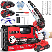RLSOO front view showing compact cordless chainsaw for easy storage