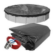 Robelle front view of 24 ft winter cover showing size and fit benefits