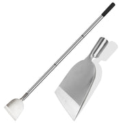 ROLKAR flat scraper front view showing sturdy blade and efficient design benefit