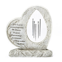 Roman memorial heart front view with inscription and calming chimes