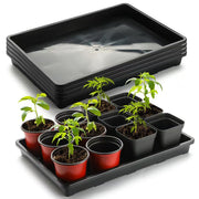 RooTrimmer front view of five black nursery trays showing durable capacity