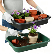 RooTrimmer front view tray showing large work area and contained edges
