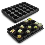 RooTrimmer front view of tray and pots showing organized seed starting