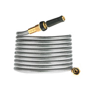 Rosy Earth front view of 75 ft metal hose showing durable design