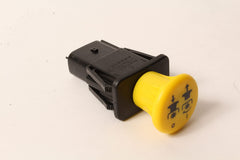 Rotary front view of sealed PTO switch showing yellow housing and easy replacement benefit