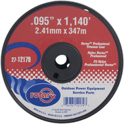 Rotary Vortex spool front view showing label and capacity, clear identification benefit
