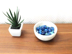 ROYAL SAPPHIRE pebbles used in aquarium enhancing color contrast