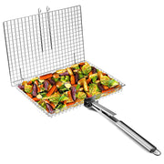 RTT grill basket front view showing large stainless steel capacity and sturdy frame