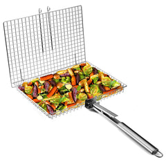 RTT grill basket front view showing large stainless steel capacity and sturdy frame