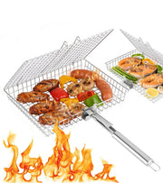 RTT grill basket set front view showing both sizes and removable handle for easy grilling