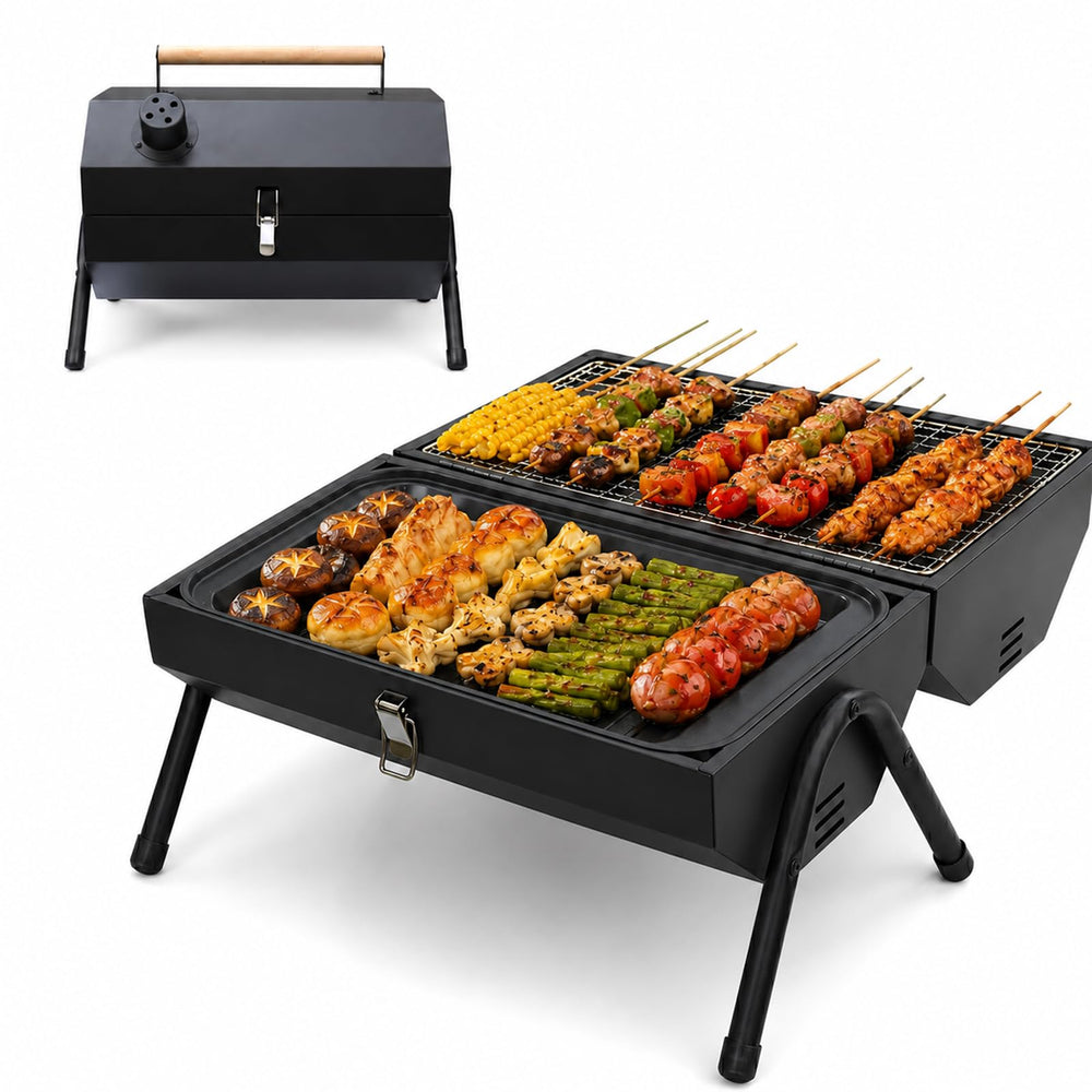 Run Jee front view of tabletop grill showing compact design and branding benefit portability