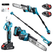 Run Jee pole saw front view showing complete kit and portability benefits