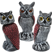 Ruolan front view owl decoy showing realistic shape and quick bird deterrent