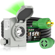 RVINGPRO front view of inlet box and cord showing durable outdoor use