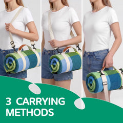 RYCHIC compact folded blanket in car showing easy transport benefit