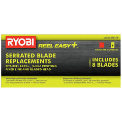 RYOBI replacement blades beside ruler showing dimensions for correct fit and selection
