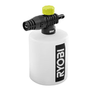RYOBI detergent bottle front view showing 750mL capacity and durable construction benefit