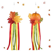 Sabary windsock front view showing maple and pumpkin print, adds autumn charm