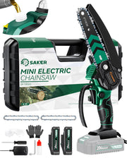 Saker front profile showing compact cordless saw and safety guard for easy handling