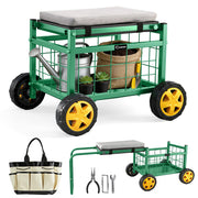 Saker front view cart with seat showing compact profile and mobility benefit
