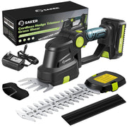Saker front view of cordless trimmer showing controls and ergonomic grip for comfortable use