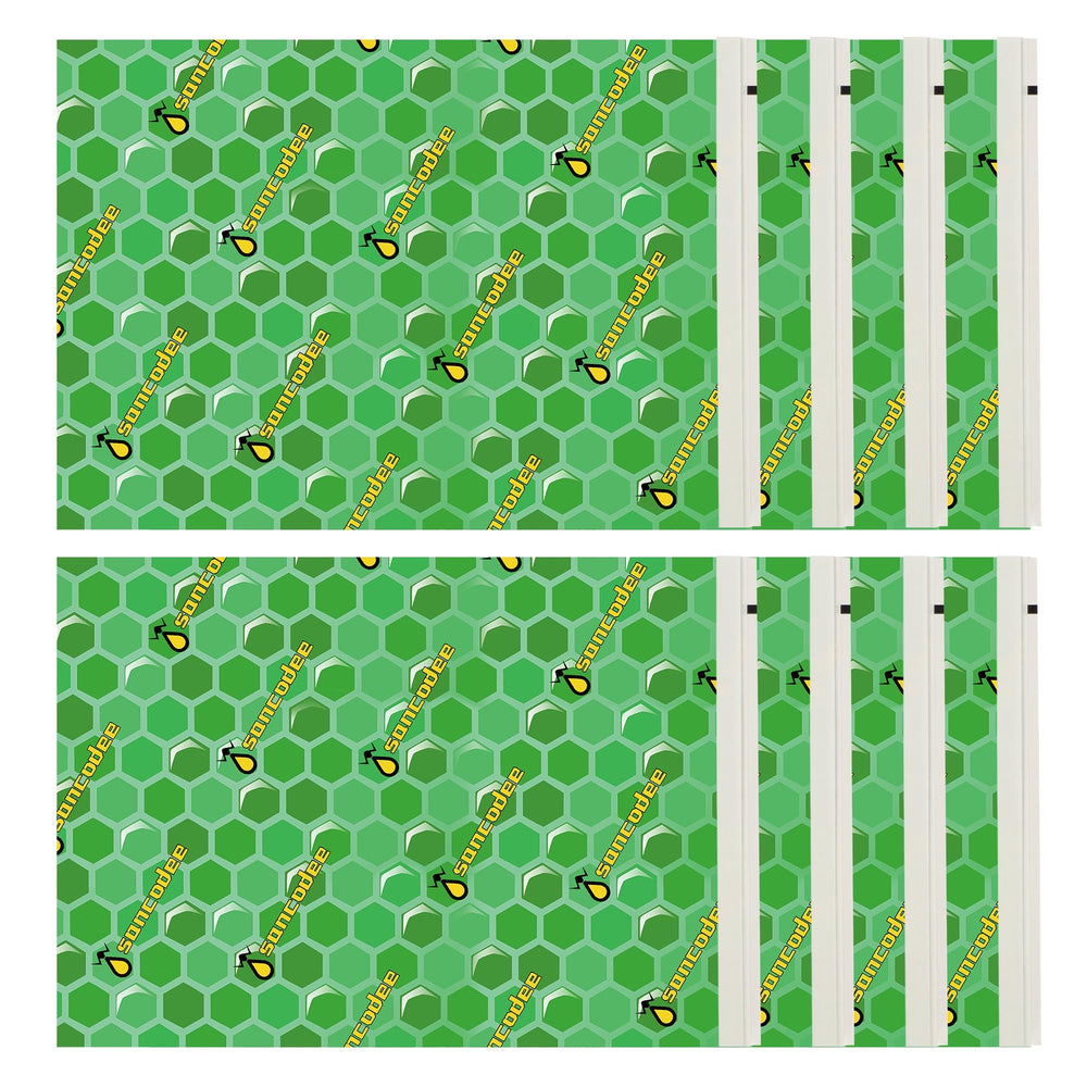 Sancodee front packaging showing eight green refill sheets and benefit of easy replacement