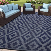 SAND MINE front view of blue grey lattice rug showing clean modern design and durability