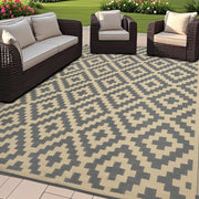 SAND MINE front view of 6x9 grey & tan rug showing modern outdoor style