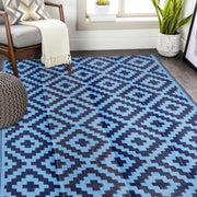 SAND MINE front view of 5x8 reversible mat showing clean modern pattern and protection
