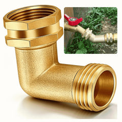 SARANICE front view elbow connector showing compact 90° fit and durable brass