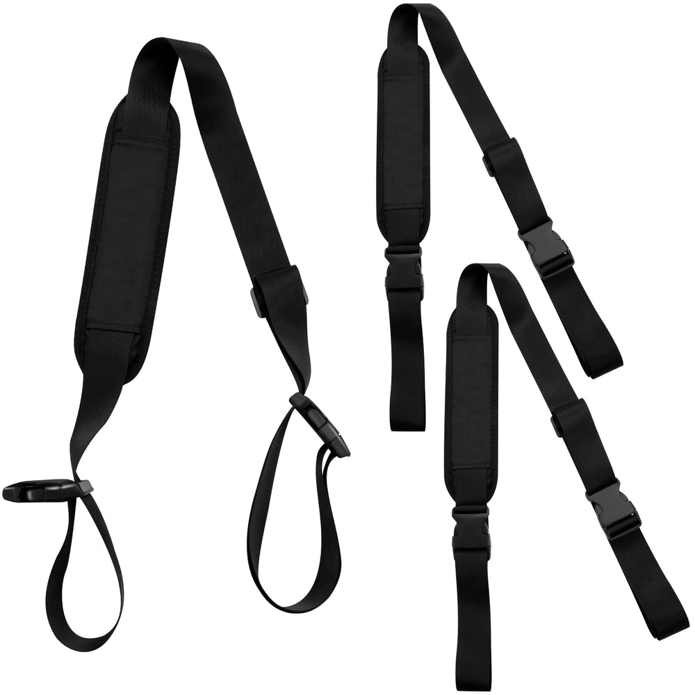 SATINIOR front view of three black carry straps showing compact packability and convenience