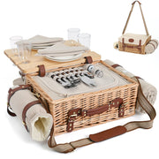 SatisInside closed wicker basket front view showing compact transport benefit
