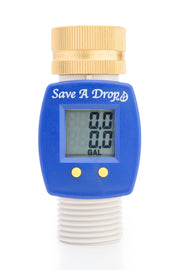 Save A Drop P3 front view showing compact meter and threaded fittings for easy installation